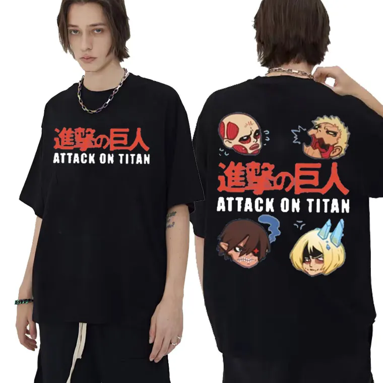 

90s Funny Anime Eren Jaeger Attack on Titan Print T-shirt Men Women Manga Graphic Tshirt Regular Male Cute Oversized T Shirts