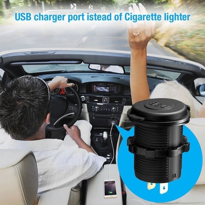 

Автомобильное зарядное устройство с двумя USB-портами, 12-24 В, Type-C