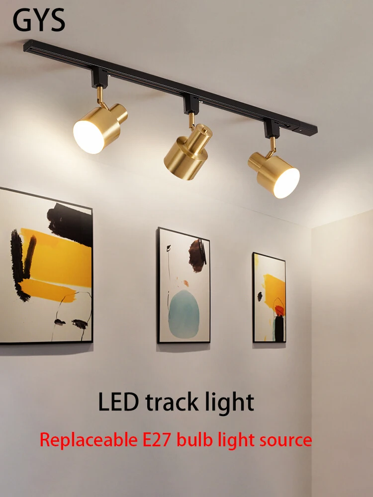 Led Track Light Full Set Rails Lamp Replaceable E27 Bulb Luxury Ceiling Lighting Fixture Long Spotlights For Living Room Shop