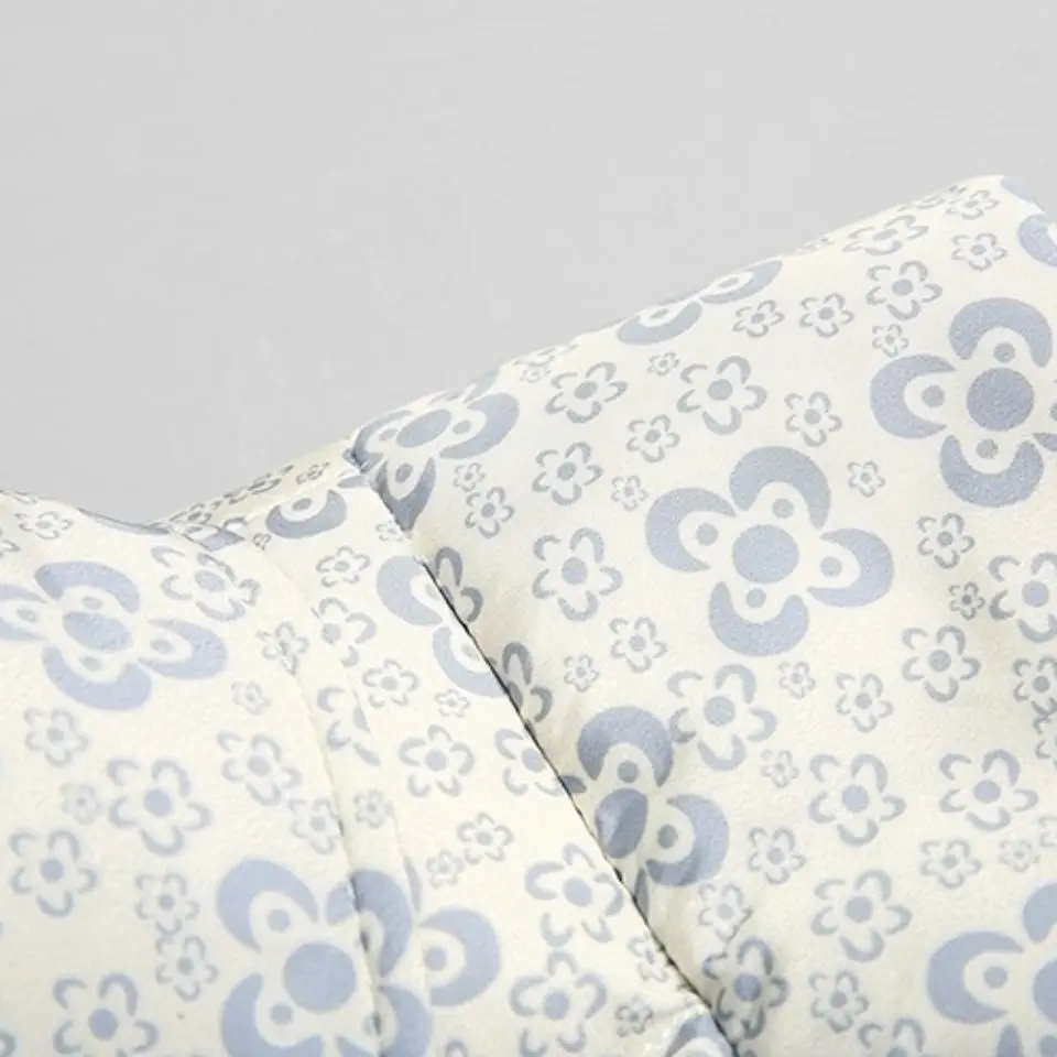 Women's Long Lace-up Down Jacket Puffer White Coat Female Flower Print Casual Down Jacket Sweet