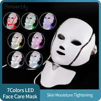7 colors led face mask with neck photon light skin rejuvenation whitening facial beauty daily skin care face mask acne remove