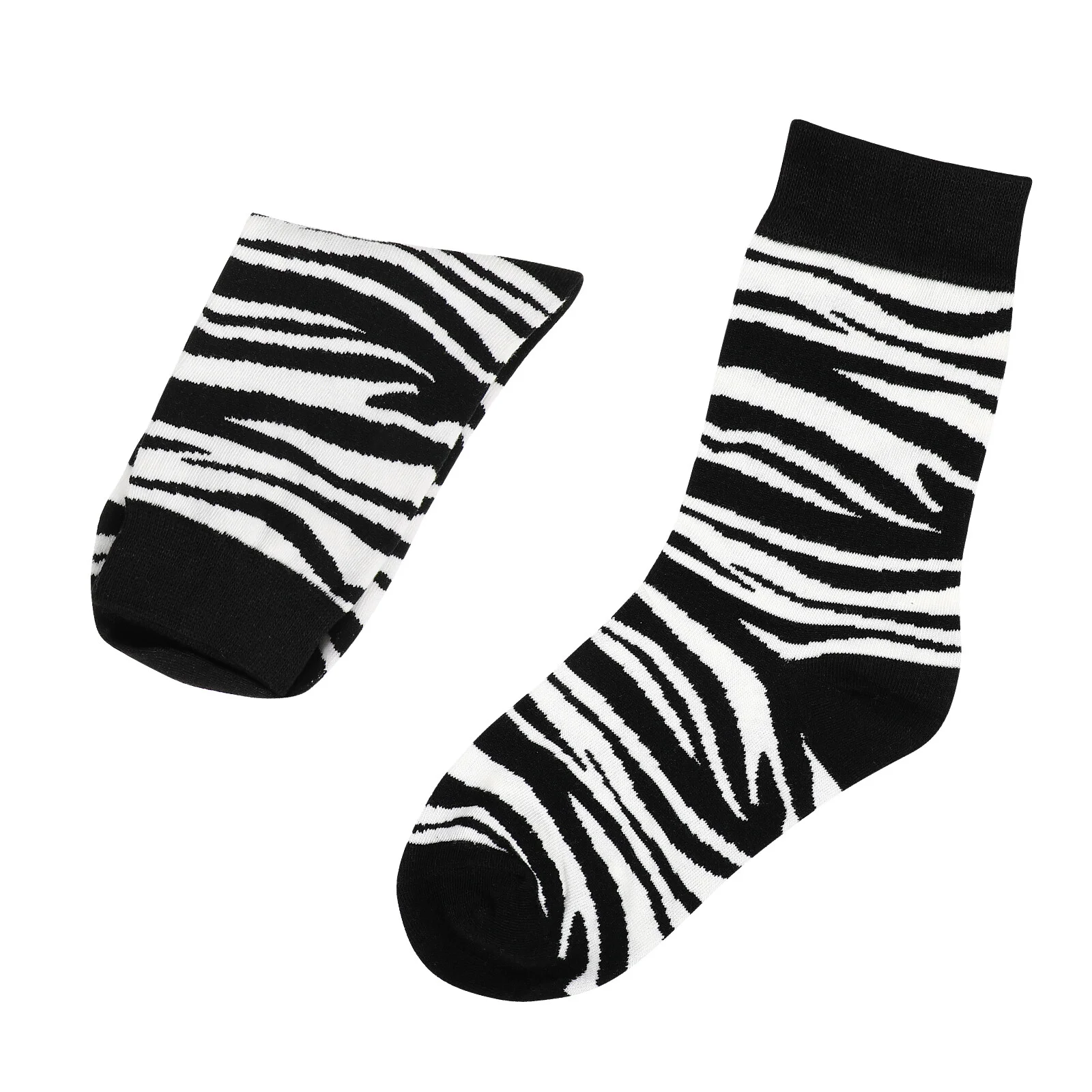 

1 Pairs- calf Socks Zebra Pattern Crew Sock Cozy Socks Cotton Crew Socks for Men