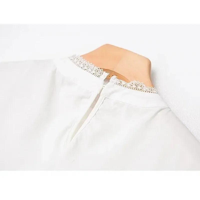 2024 ранняя весна тяжелая хлопковая рубашка из поплина женская с цветочным краем и