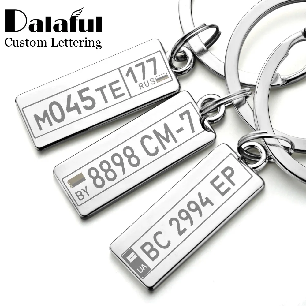 Personalized Keyrings Custom Car Number Plate Keychain Charms for Men Women Couple Lover Gift Metal Key Chain Ring Holder P009