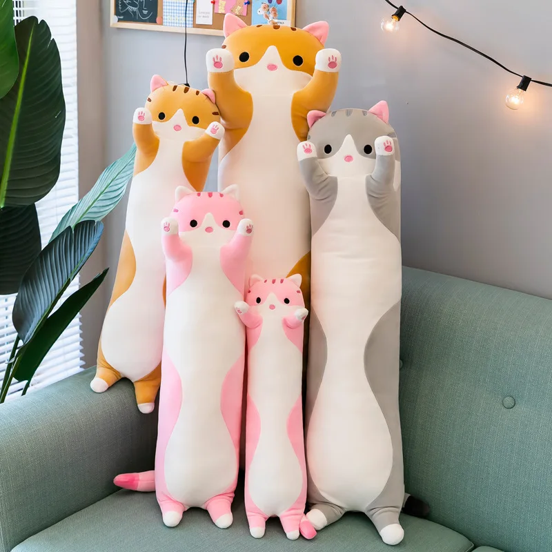 70cm Cute Soft Long Cat Boyfriend Pillow Plush Toys Stuffed Pause Office Nap Sleep Pillow Cushion Gift Doll for Kids Girls