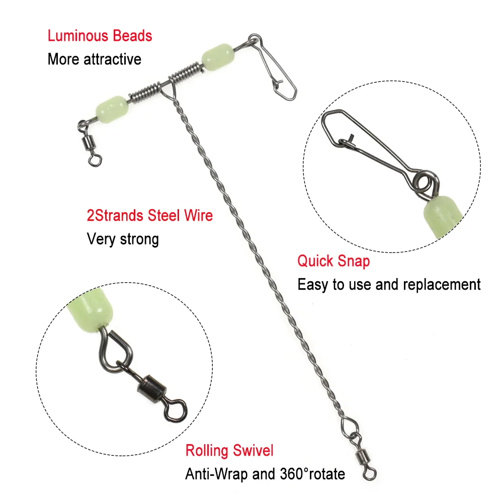 Фото LIONRIVER 3 Way Cross line Rolling Swivel со светящейся бусиной рыболовный баланс Ocean Rig Connector Морская Рыбалка снасти Аксессуары №4