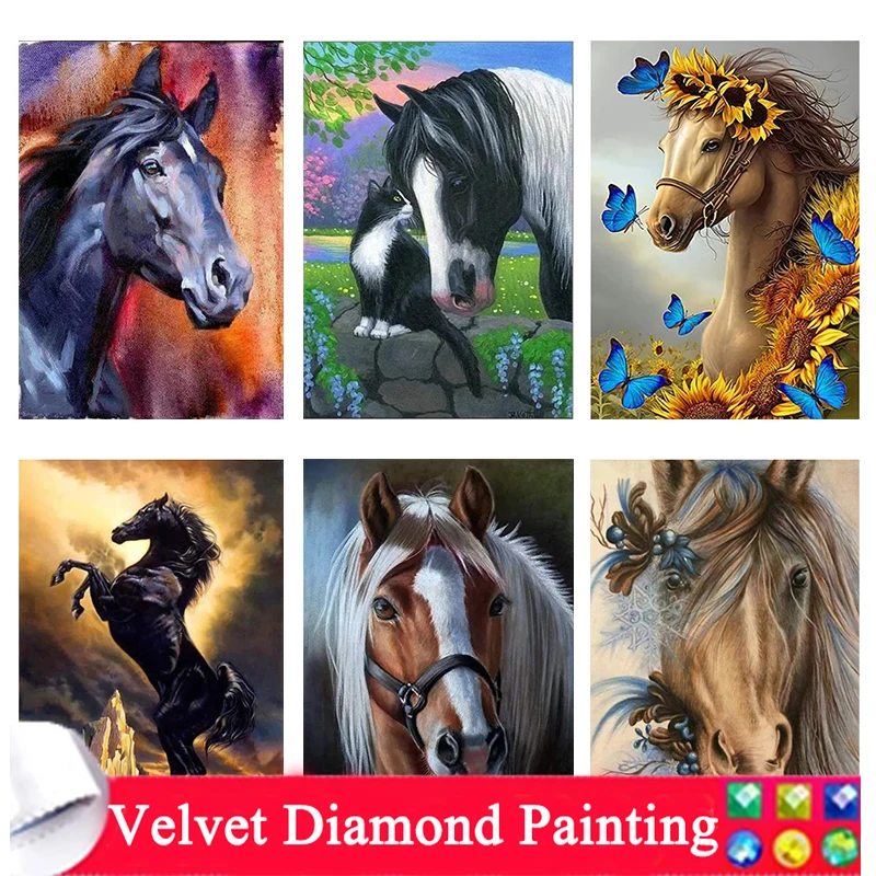 

Алмазная вышивка, мозаика, лошадь, цветок, украшение для дома, 5D искусственное животное, вышивка крестиком, кристальная картина, подарок 373
