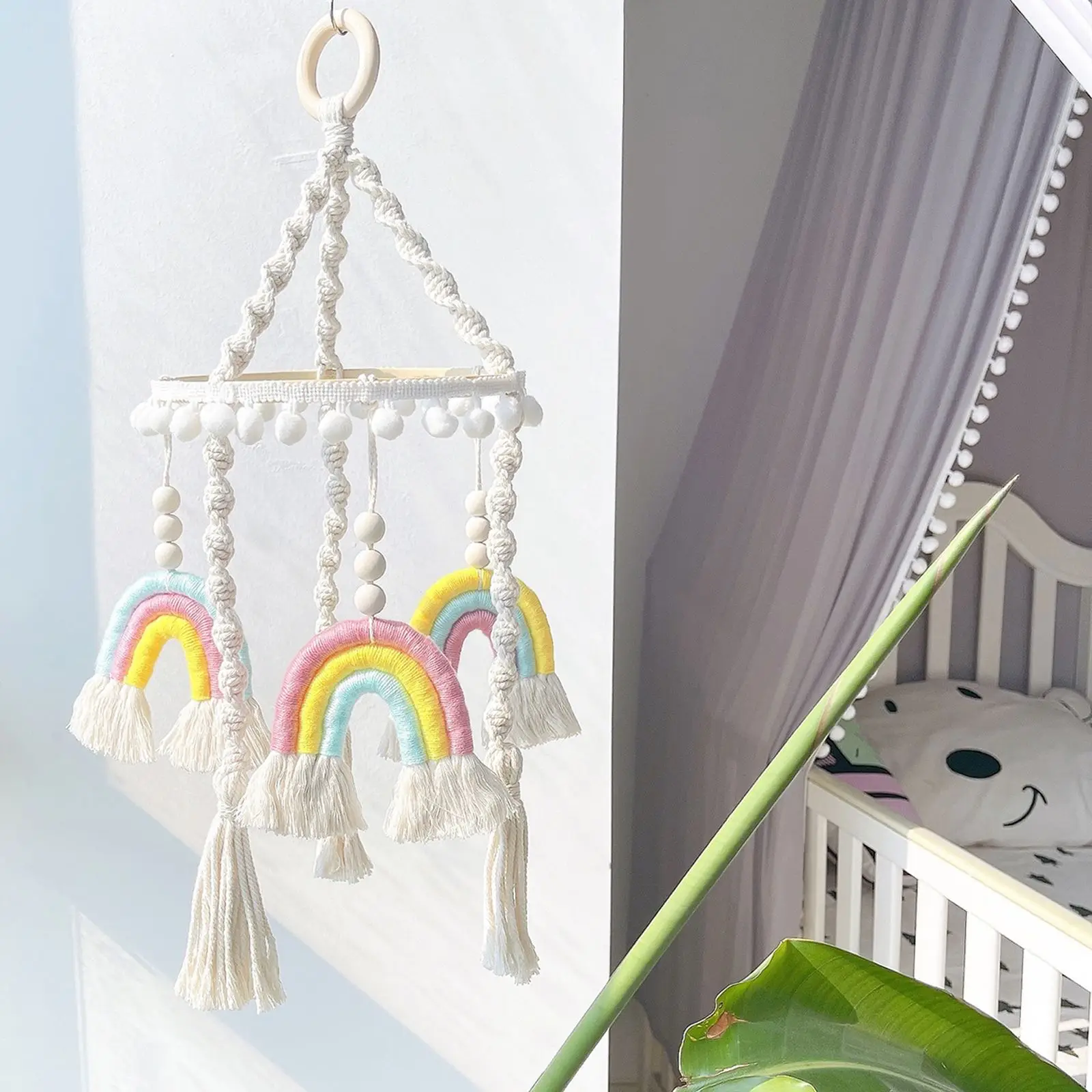 

Rainbow Hanging Decor Macrame Home Decoration Accessorie Nordic Wall Ornaments Kids Baby Room Photography Wedding Decoration