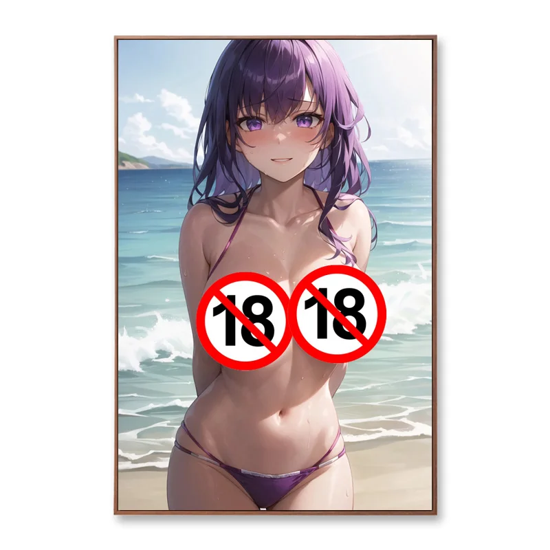 Аниме пляж сексуальная бикини девушка Raiden Shogun Обнаженная женщина без цензуры