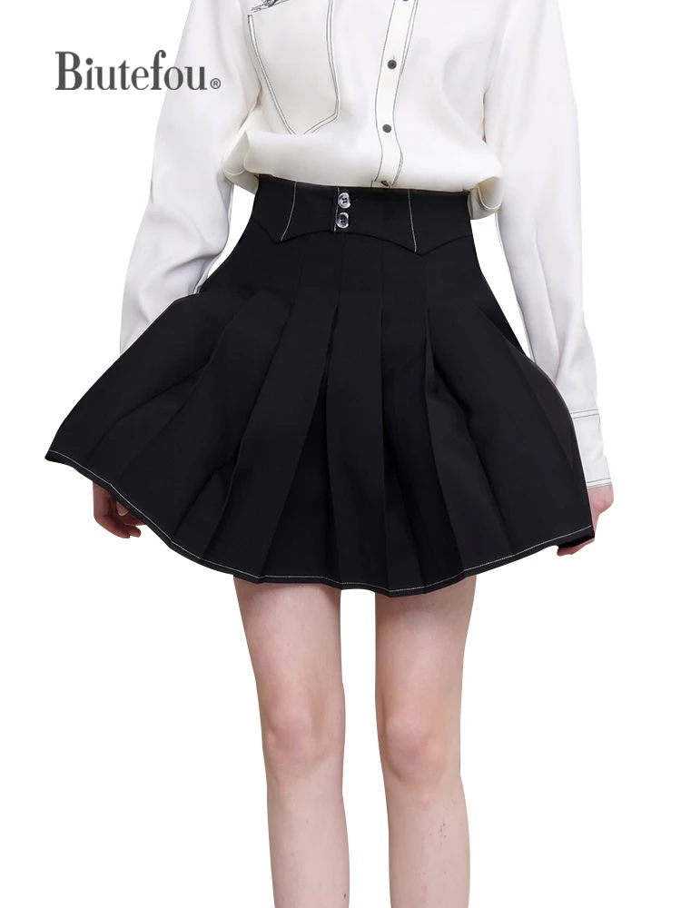 2023 Spring Women Original Design A-line High Waist Pleated Skirt