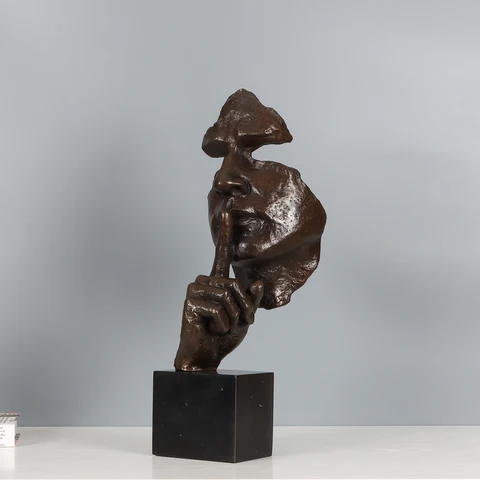 Бронзовая скульптура сохраняющая тишину статуя тишина Золотая Новинка Абстрактный человек голова бюст ручная работа для домашнего декора большая
