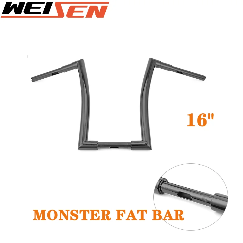 

Motorcycle Accessories 1-1/2" MONSTER FAT 16" Handlebar Bar Steel Black For Harley-Davidson Dyna Softail Sportster XL 883&1200