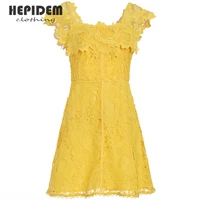 hepidem clothing summer fashion runway chiffon short dresses womens sleeveless elegant floral print party holidays dress 63532