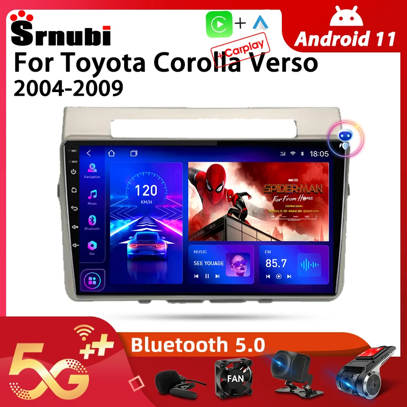 Srnubi Android 11 автомобильный радиоприемник для Toyota Corolla Verso 2004-2009 мультимедийный плеер
