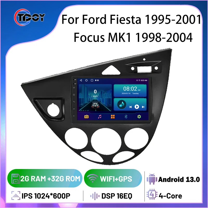 

2Din Android 7-дюймовый автомобильный радиоприемник для Ford Fiesta 1995-2001 Focus MK1 1998-2004 Мультимедийный автомобильный Carplay Android Auto Wireless