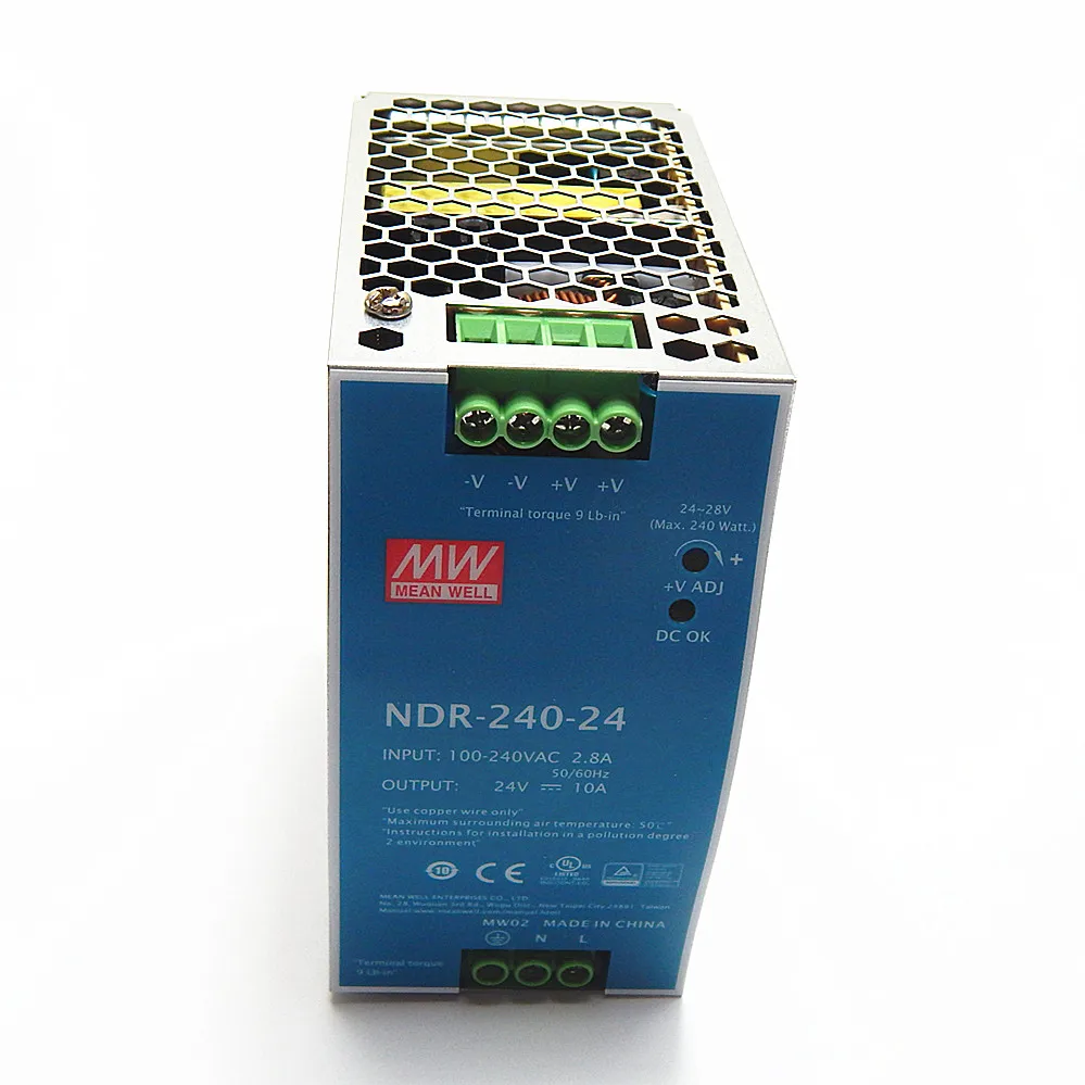 

NDR-240-24 источник питания на Din-рейку 24 в 10 А
