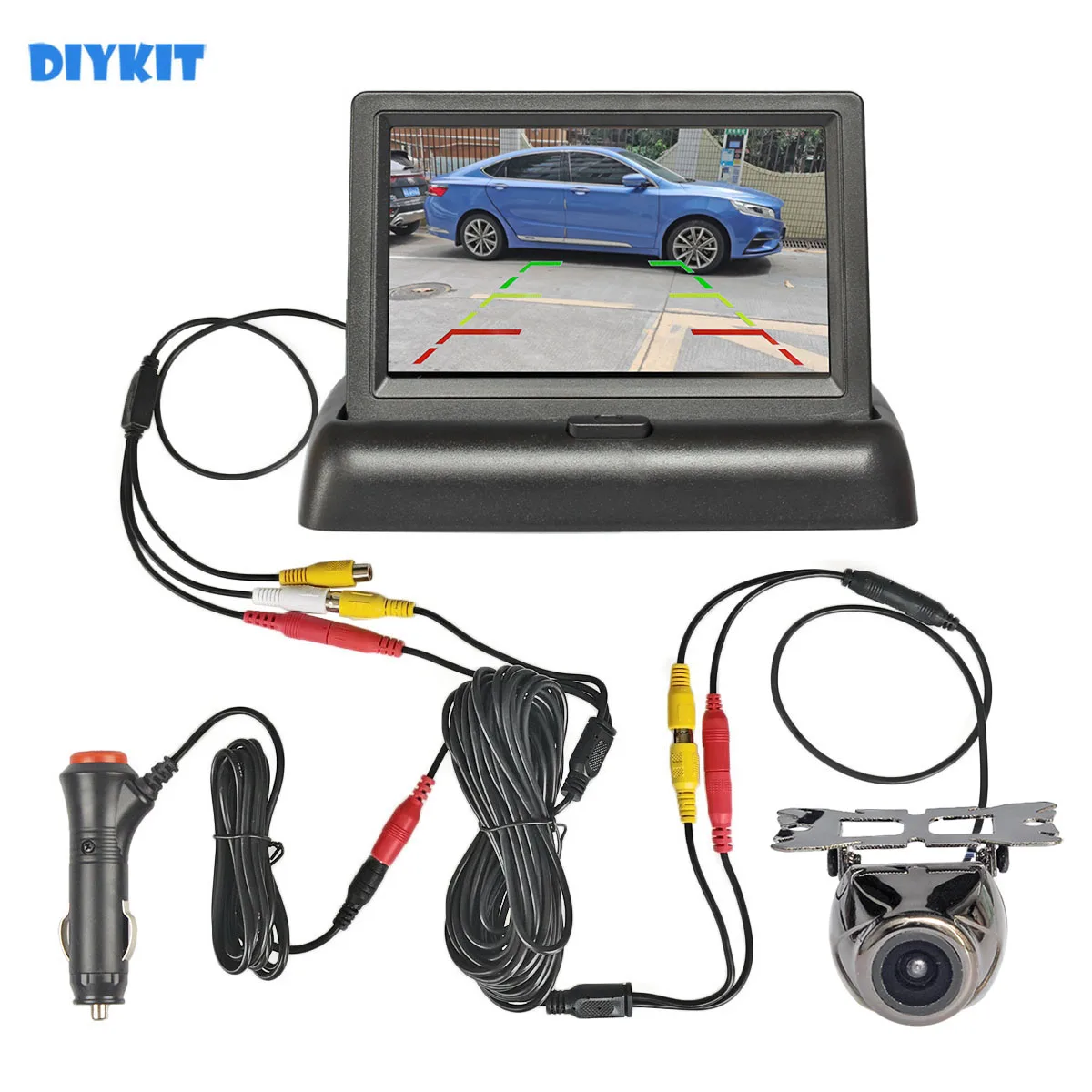 

DIYKIT 4.3" Car Reversing Camera Kit Back Up Car Monitor LCD Display HD Security Metal Car Rear View Camera