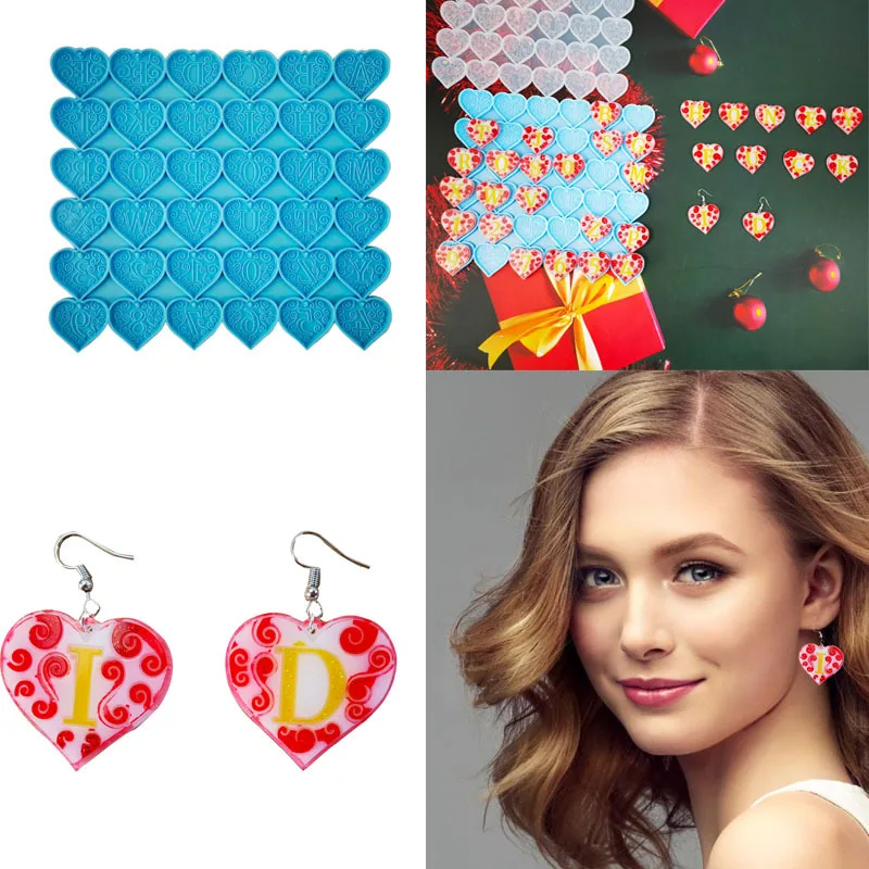 

Силиконовая форма с надписью «Love Heart», форма для смолы, бусины ручной работы, Подвесные серьги, инструмент «сделай сам», принадлежности для и...