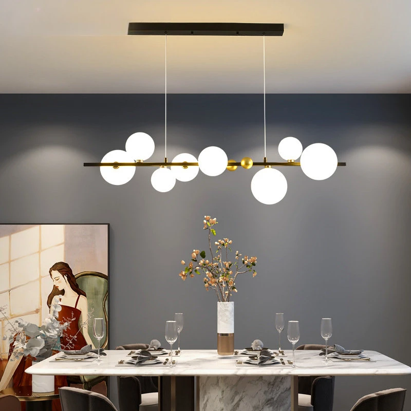 

Led Art Chandelier Pendant Lamp Light Nordic Modern G9 8 Heads Glass Ball Gold White Living Restaurant Bedroom Indoor