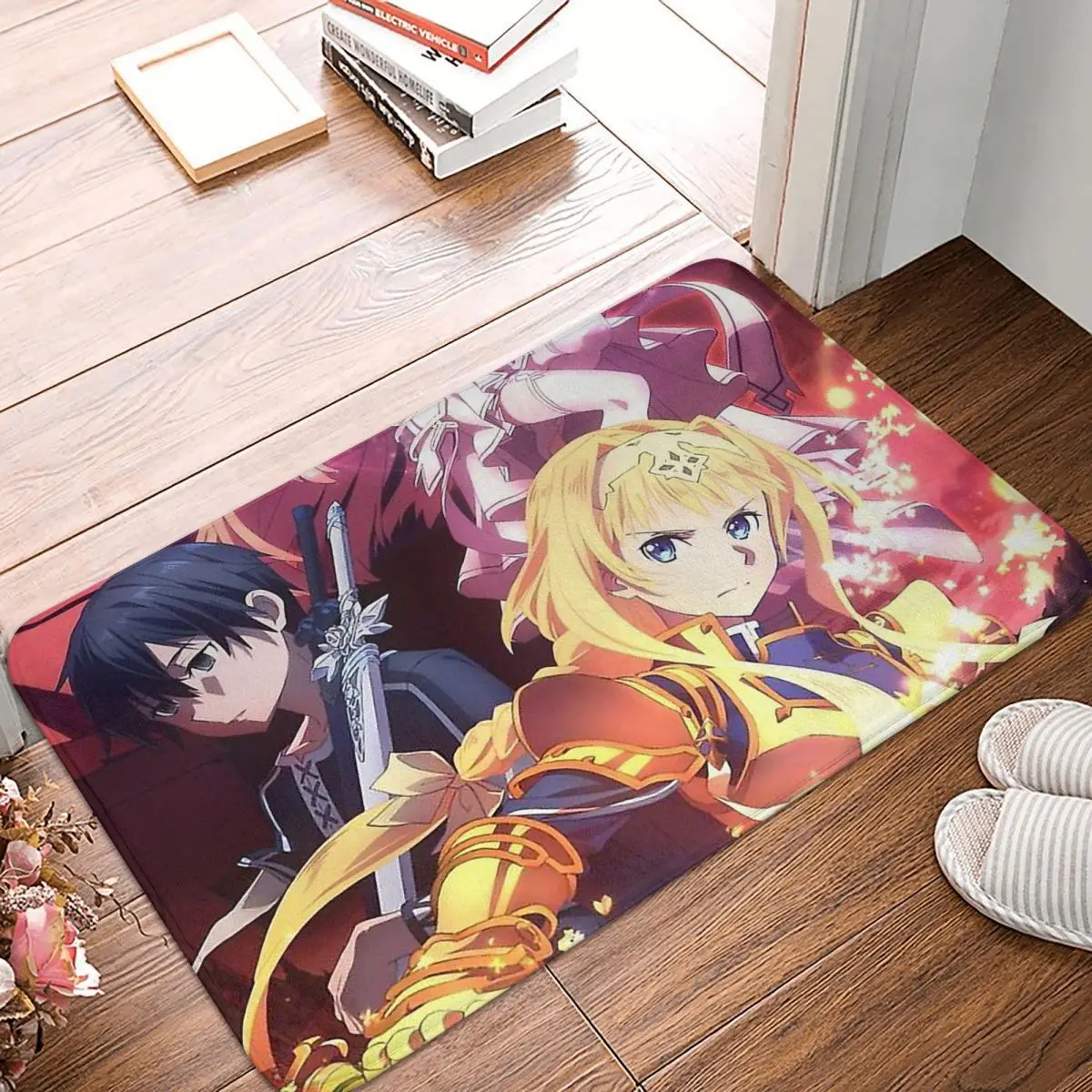 

Alicization Kirito Anime Series Bath Mat SAO Alicization Doormat Flannel Carpet Entrance Door Rug Home Decor