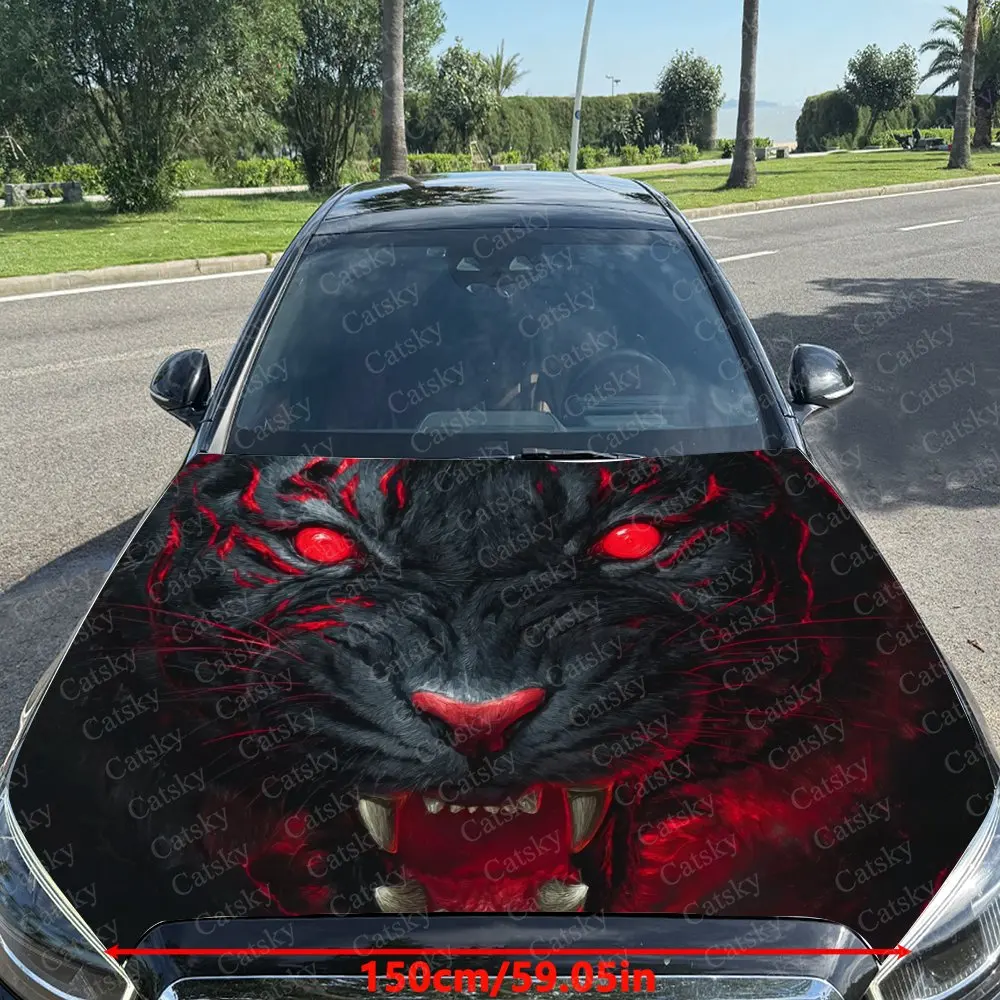 Фото Автомобильная пленка Roaring Red Eyes Black Tiger, наклейка на автомобиль, наклейка на автомобиль, обертка для грузовика, обертка на капот №2