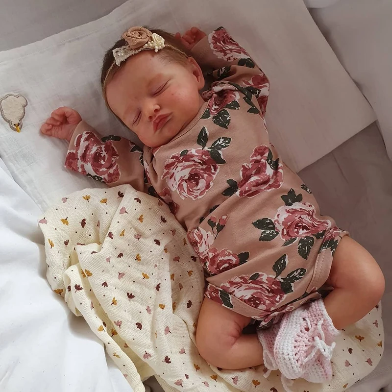 48CM  Handmade Reborn Sleeping Baby Doll Rosalie  3D Skin wi