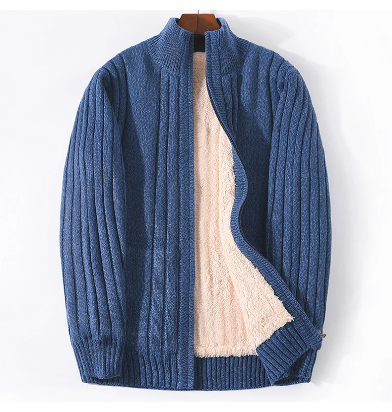 

New winter fleece and thick knit sweater men's loose cardigan casual coat