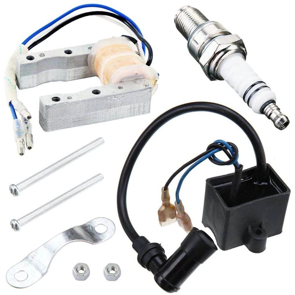 Катушка зажигания двигателя CDI, комплект свечей зажигания катушки статора, для 2-тактного велосипеда с двигателем 49 куб. См, 50 куб. См, 60 куб. См, 80 куб. См