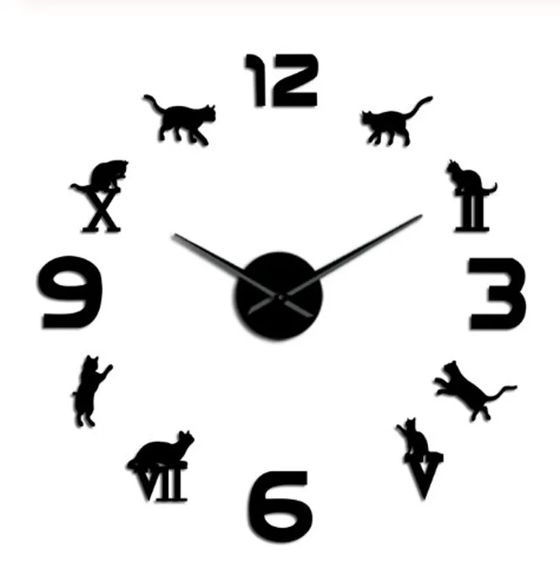 Большие Акриловые зеркальные наклейки новые модные 3D часы большого размера