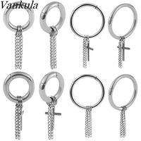 vankula 2pc fashion ear plugs and chain cross ear weights hanger smooth earrings gauges expander body piercing jewelry gift