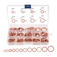 200320pcs copper washer gasket set flat ring seal assortment kit with box m5m6m8m10m12m14 for sump plugs