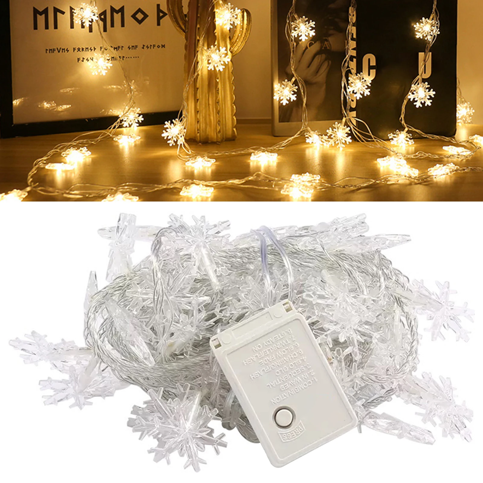 

LED Snow String Light Birthday Warm White Bedroom Romantic Festival Party Wedding Battery Powered Holiday Christmas Decoration