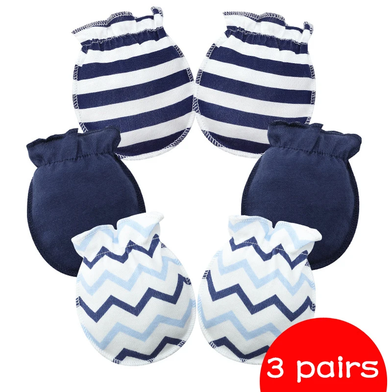 

3 Pairs/Set Thin Cotton 0-6 Month Baby Mittens Kids Accessories Newborn Infantil Anti-Grab Glove Foot Cover Glove