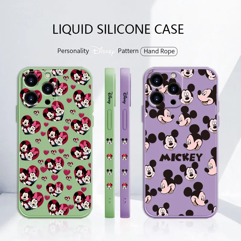 

Disney Mickey Minnie Face Silicone Full Bag Liquid Case for Apple iPhone 11 12 13 Pro Max 7 8 Plus SE XS 7p 11pro i13 7+ Trend