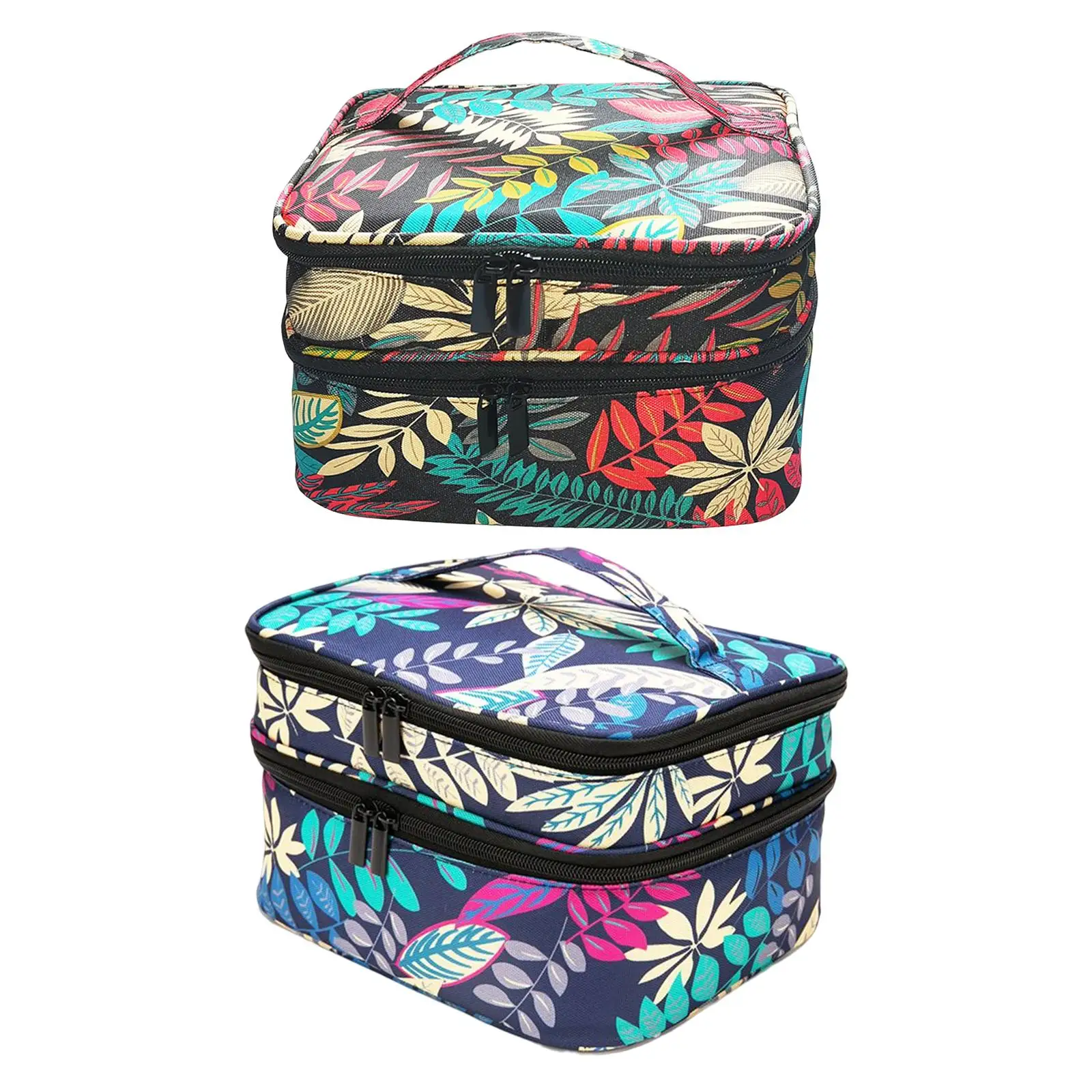 

Double Layer Nail Polish Storage Bag with Adjustable Dividers with Grids Handbag Nail Dryer Case Organizer for Lipstick Travel