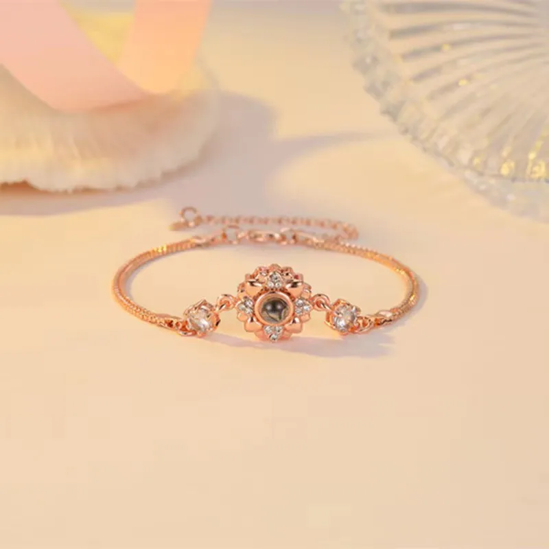 HIYONG Personalized Photo Projection Bracelet Couple Holiday Gift Custom Jewelry Birthday Lover Family Memory Souvenir