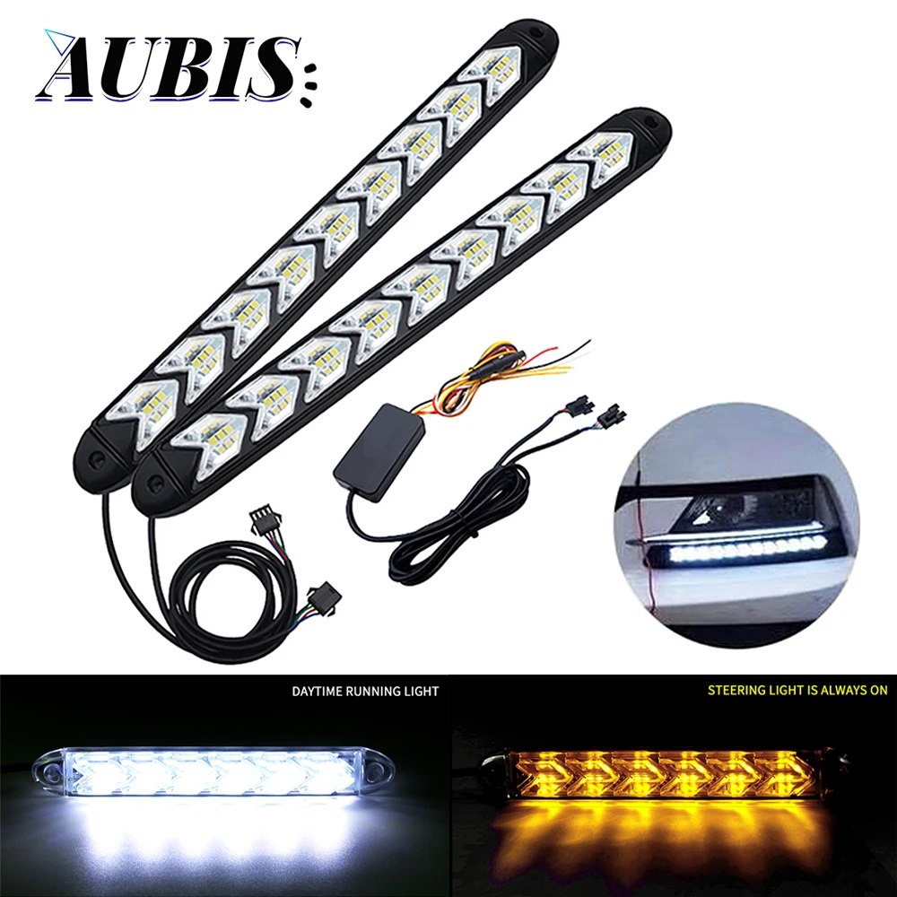 

12V DRL Car Headlight Decoration Lamp Flexible Bar Daytime Running Light Auto LED Guide Lights Strip Turn Signal Lamps Universal