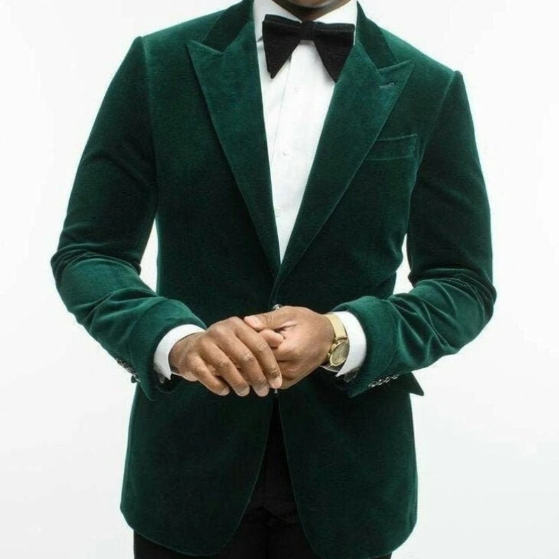

Зеленые бархатные костюмы для мужчин, свадебные смокинги, приталенный Блейзер для жениха в итальянском стиле, индивидуальная одежда из двух предметов (пиджак + брюки)