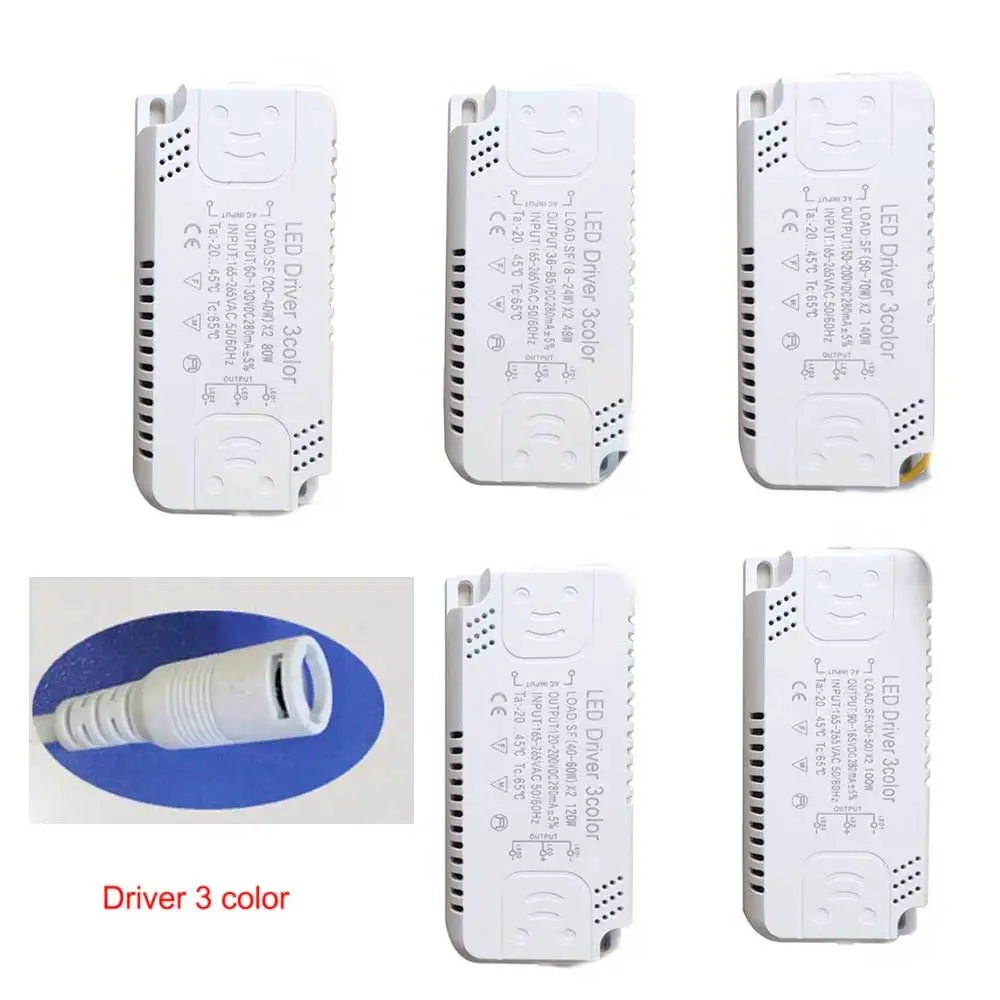 

LED Driver 3color Adapter (8-24W) / (20-40W) / (30-50W) / (40-60W) For LED Lighting Non-Isolating Transformer Replacement