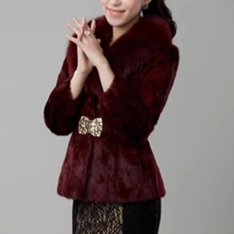 2022 Fall Short Fur Coat Winter Jacket Warm Imitation Rabbit Hair Short Korean Style Loose Faux Fur Collar Women Fashion Coats