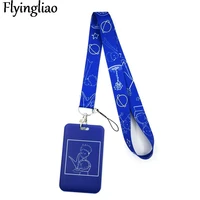 fox little pince lanyard credit card id holder bag student women travel card cover badge car keychain decorations