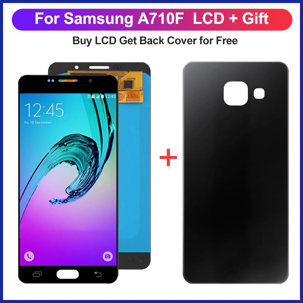 Super AMOLED для Samsung Galaxy A7 2016 A710 дисплей сенсорный экран дигитайзер в сборе + крышка аккумулятора для A710F A710M A7100 ЖК