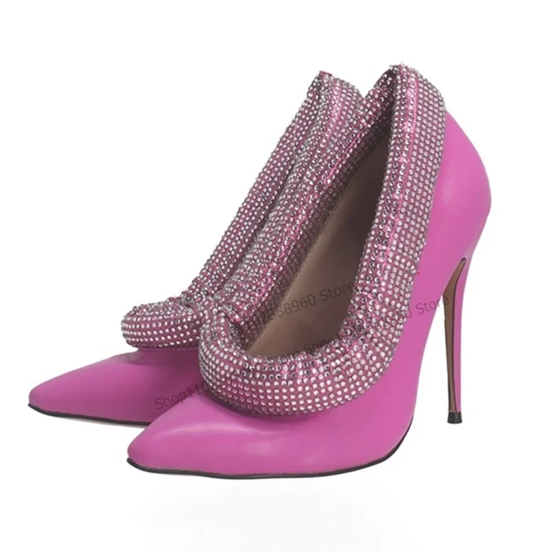 

Туфли-лодочки женские на шпильке, заостренный носок, Прозрачный декор, перевернутый край, высокий каблук, розовые