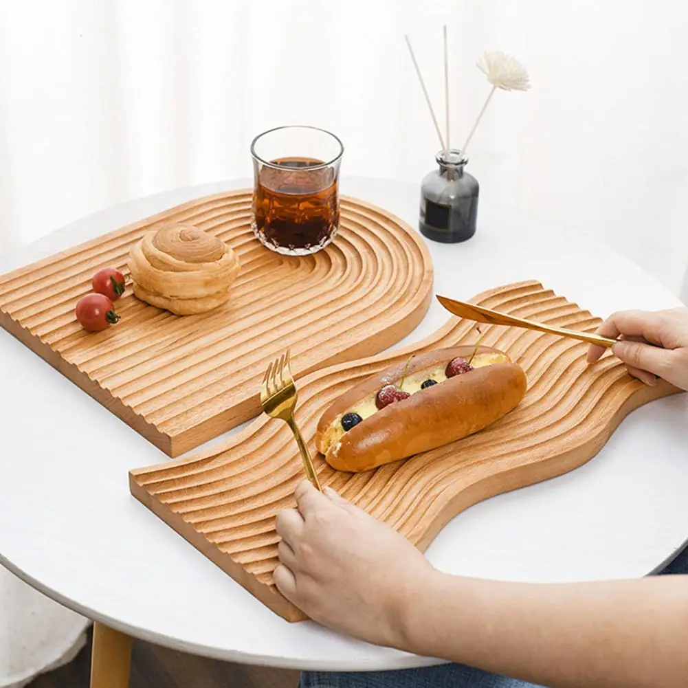 

Unique Afternoon Tea Tray Anti-scratch Grooved Water Ripple Cup Mat Coaster Farmhouse Style Serving Platter Kitchen Gadget