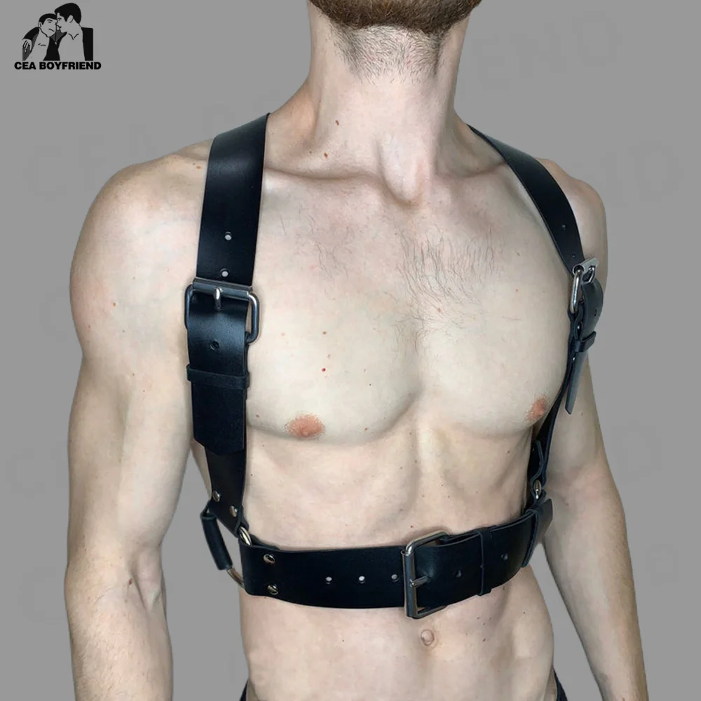 

Harajuku Sexy Gay Rave Straps Body Chest Harness Belt Fetish Gay Lingerie Bondage With O-Rings Cosplay Exotic Tanks Bdsm Outfit