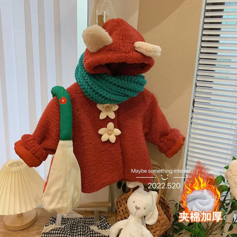 

Baby Girls Coats 2023 Autumn Winter Kids Clothes Long Sleeve hooded Jacket Solid Color Baby Coats Outerwear 2-8y