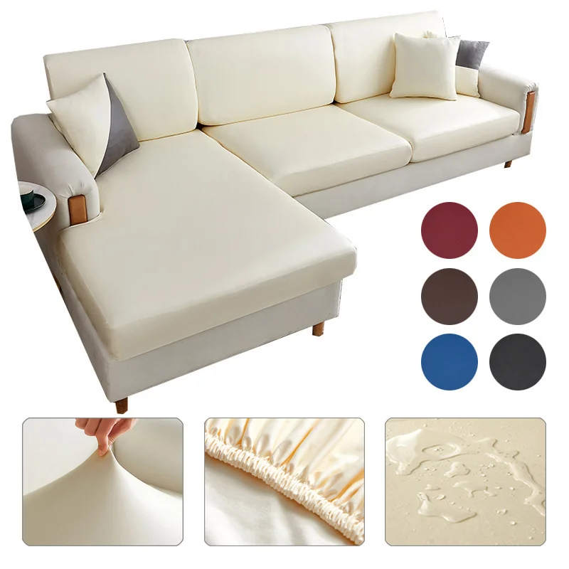

Soft PU Leather Sofa Cushion Cover Stretch Home Decor Sofa Seat Protector Waterproof Oil-proof Seat Slipcover