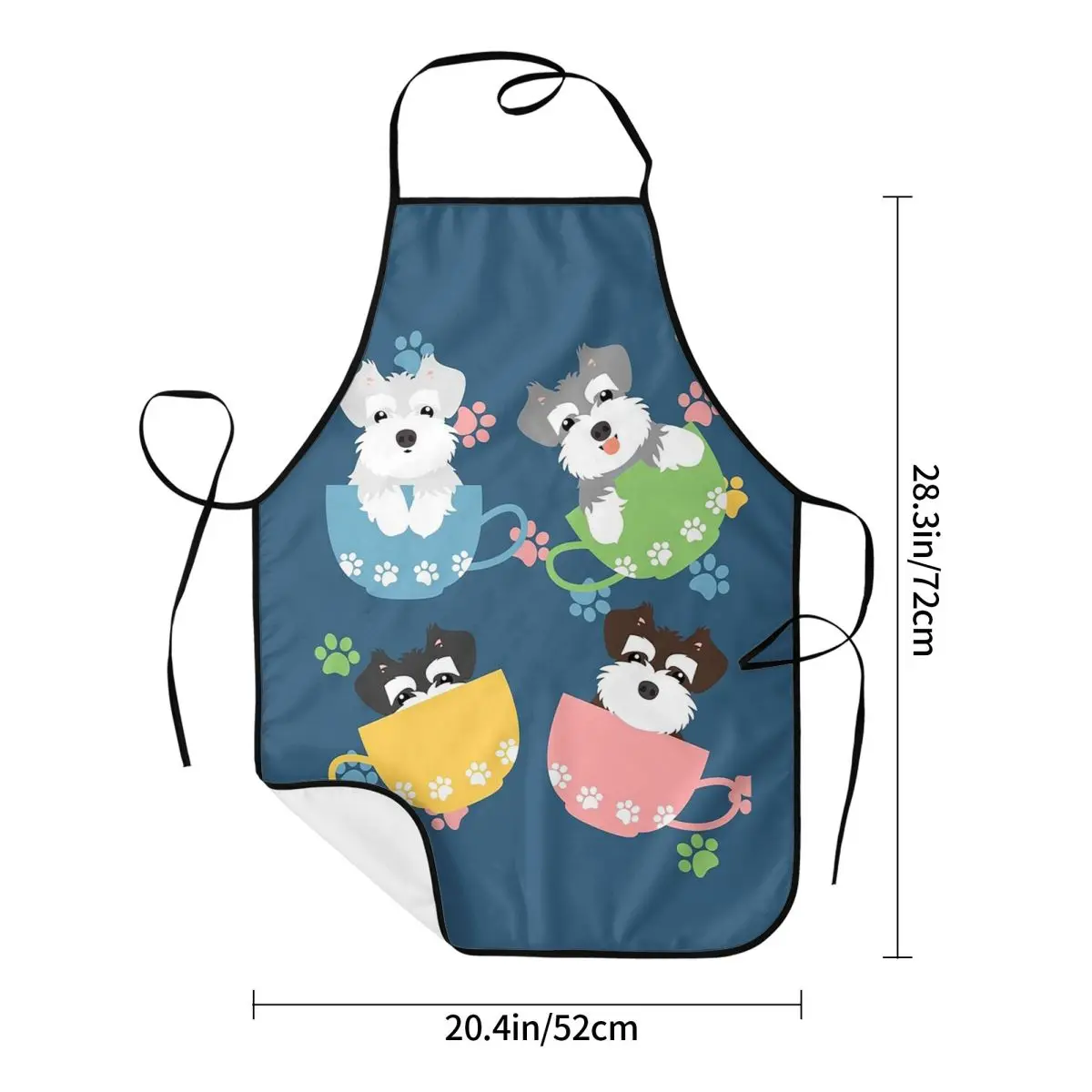 Симпатичная чайная чашка миниатюрный шнауцер щенки-синие фартуки шеф-повар