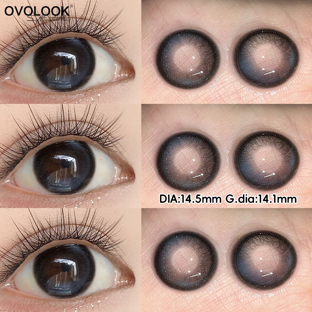 Фото Контактные линзы OVOLOOK Juicy Amber Glass Iris цвета оранжевой газировки, полугодовые, 14,5 мм, для ежедневного макияжа в корейском стиле. №4