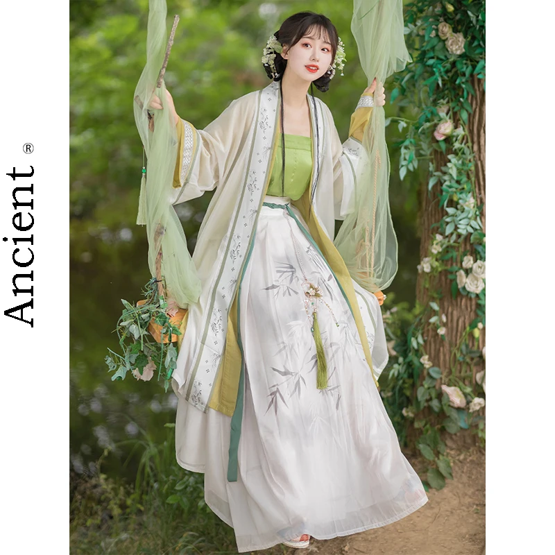 

Orient Dress Song Dynasty Han Costume Chinese Style hanfu women Retro Cosplay rincess Stage Chinese Folk Dance Green Suit